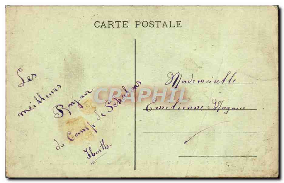 CPA Camp De Chalons Une Partie Des Baraquements militaires Vue prise en avion Militaria — Rückseite