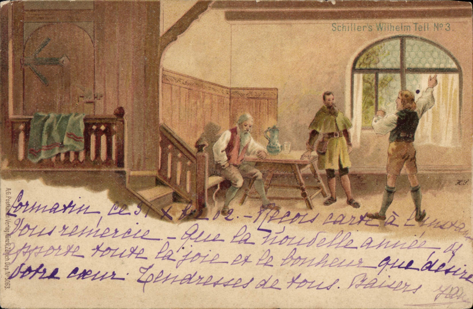Scène de vie — Schiller's Wilhelm Tell N°3 — éditeur A.G. Postkarten Verlag Nürnberg