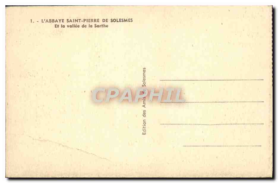 CPA L'Abbaye Saint Pierre De Solesmes et la vallee de la Sarthe — Verso