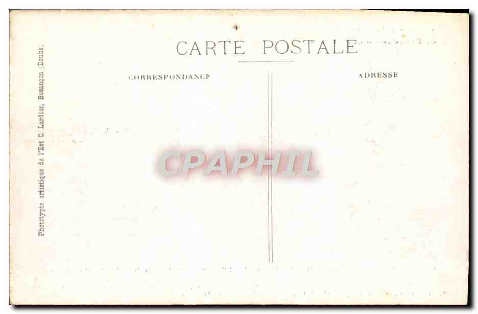 Vallée de la Loue - MOUTHIER-HAUT-PIERRE - Rocher de Haute-Pierre — Sites pittoresques de Franche-Comté — C. L. B. n°638 — Verso