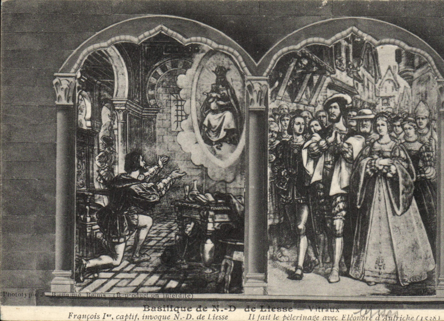 Basilique de N.-D. de Liesse — Vitrail — Phototypie J. Brevanmé, Reims