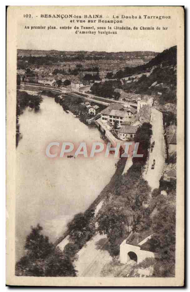 CPA Besancon Les Bains Le Doubs a Tarragnoz et vue sur Besancon