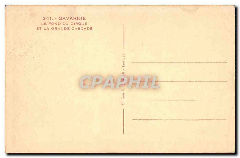 CPA Gavarnie Le Fond Du Cirque Et La Grande Cascade — Verso