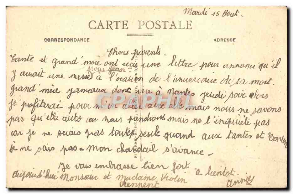 CPA La Bernerie Le Rocher Du Roi — Rückseite