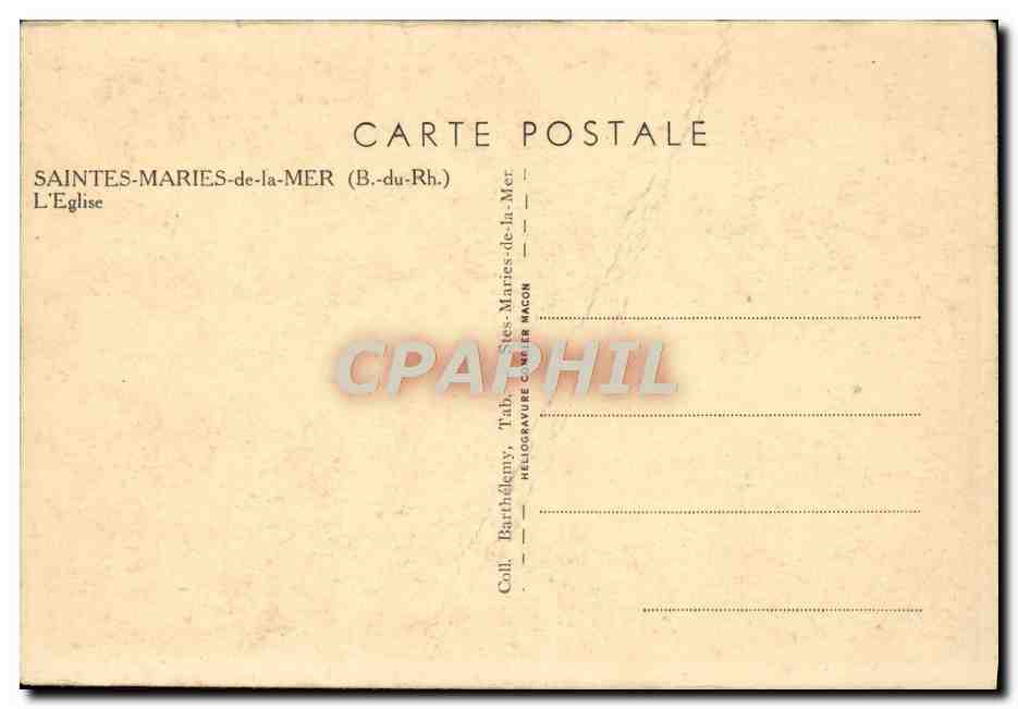 Saintes-Maries-de-la-Mer — L'Église — Tabathémy, Héliogravure Camler Macon — Rückseite