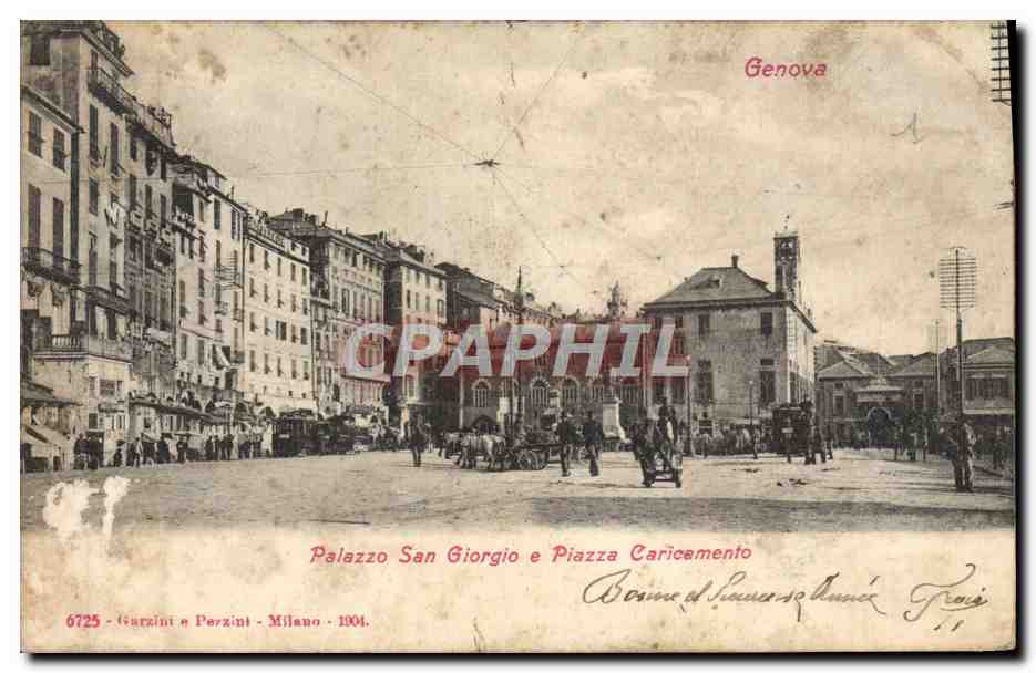 CPA Palazzo San Giorgio e Piazza Caricamento Genova 