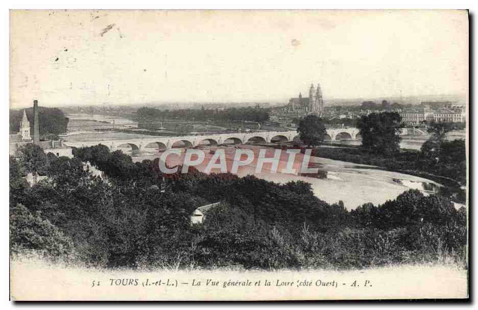 CPA Tours La Vue Generale Et La Loire