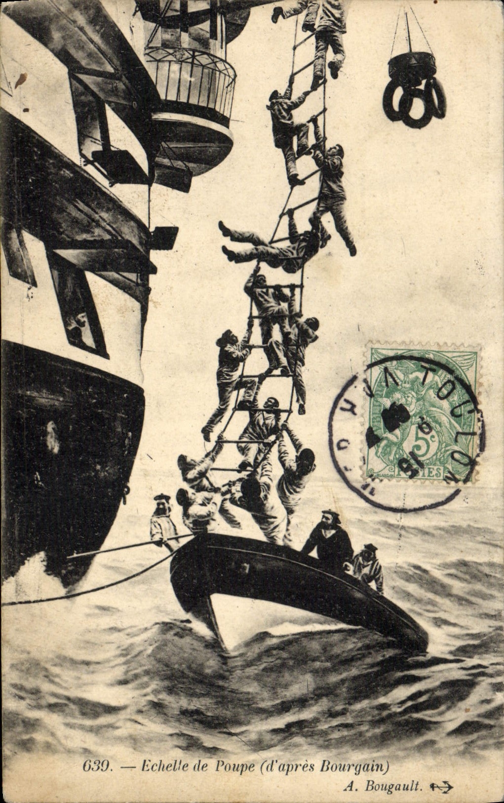 Échelle de Poupe — illustration maritime — A. Bougault, n° 639 - Recto