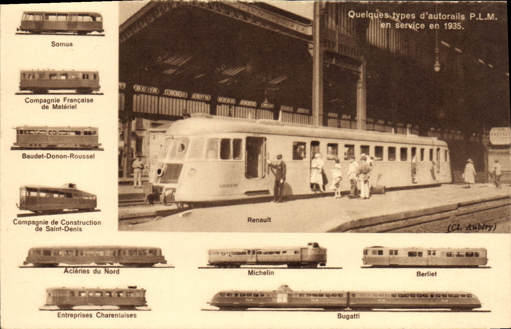CPA Train Quelques types d'autorails PLM en service en 1935 