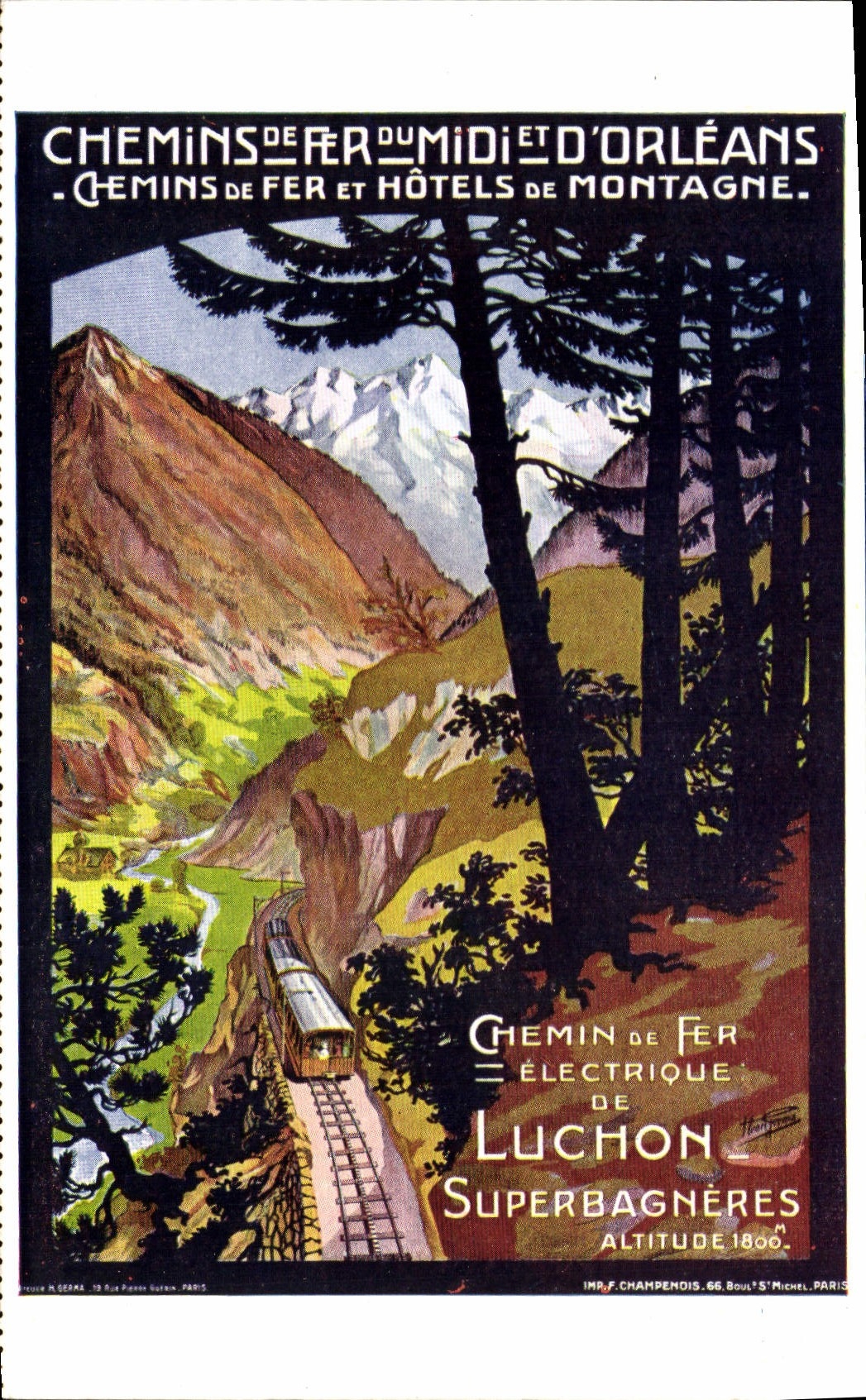 CPA Train Chemins de fer du Midi et d'Orleans Luchon superbagneres 