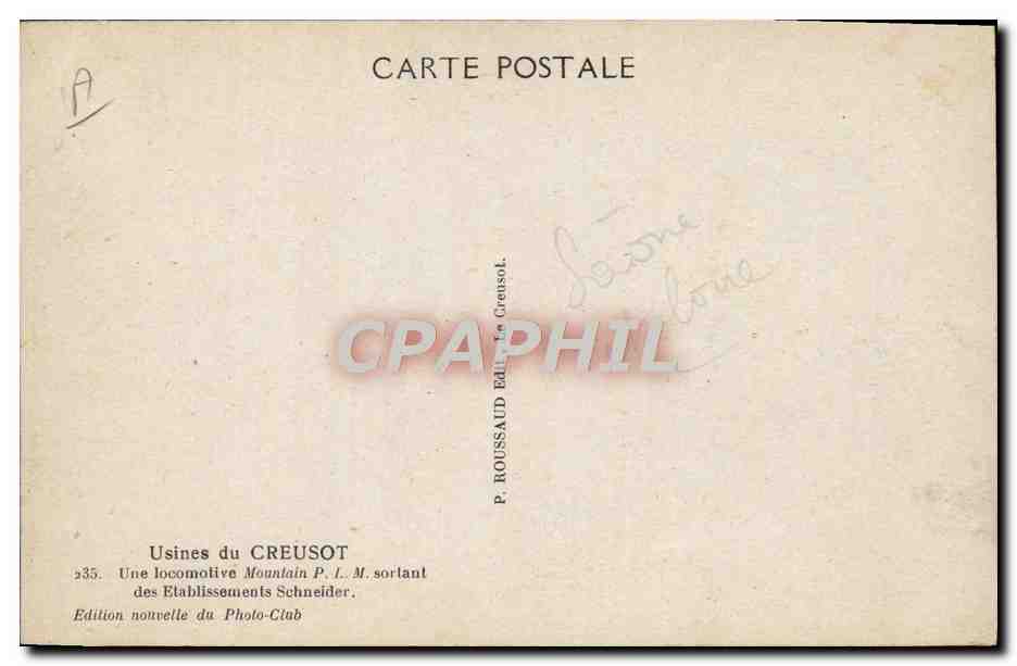 CPA Train Usines Du Creusot Moutain PLM sortant des etablissements Schneider — Back