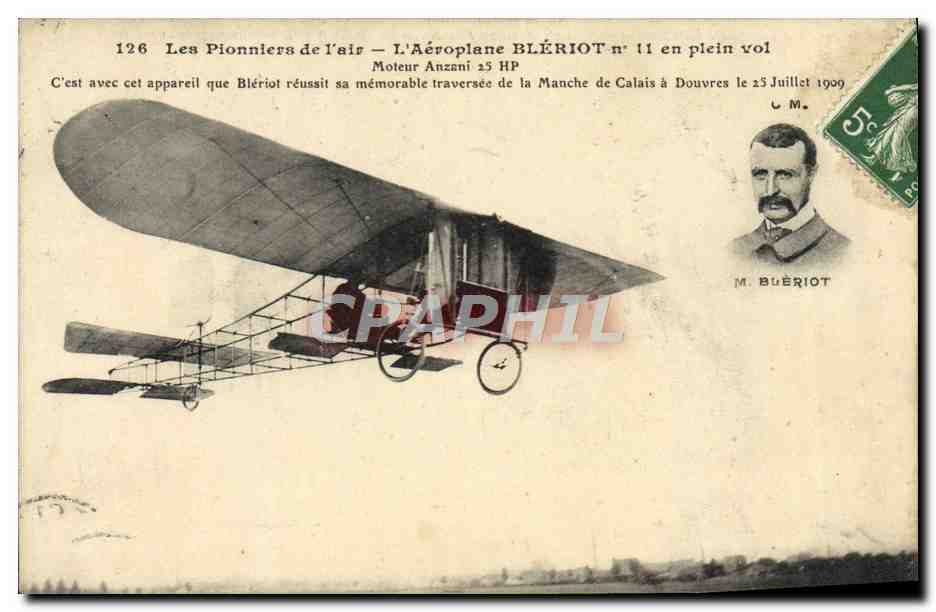 CPA Avion Aviation Aeroplane Bleriot en plein vol Moteur Anzani 