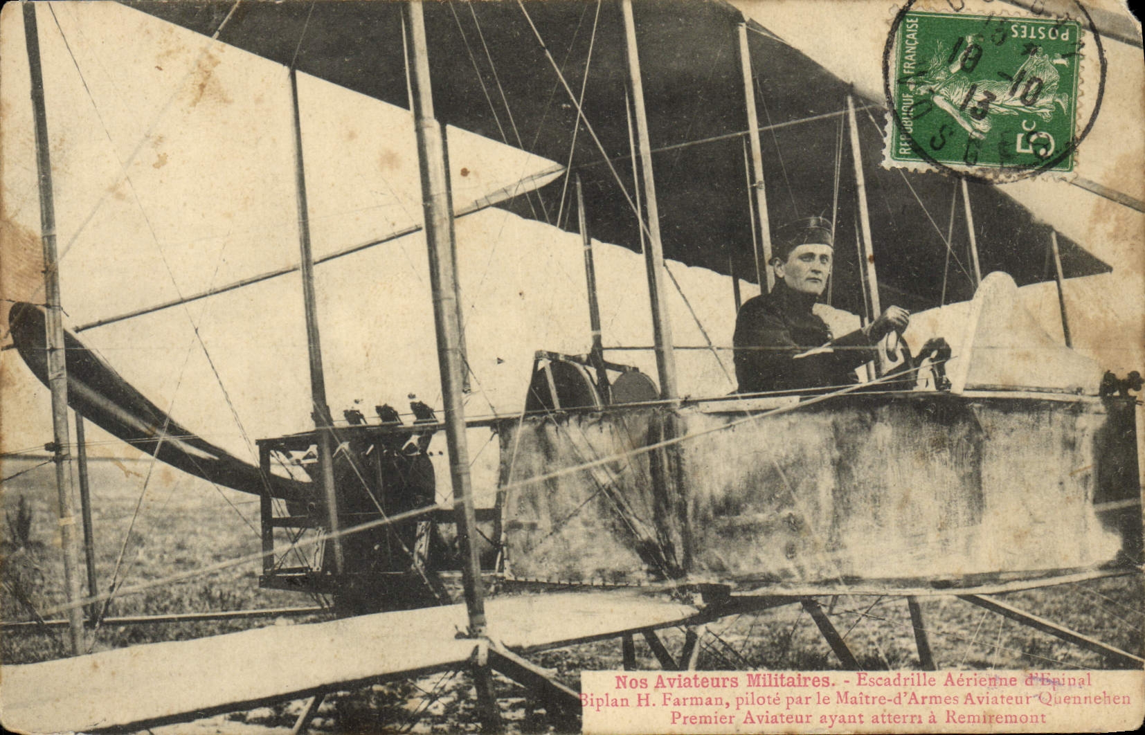 CPA Avion Aviation Escadrille aerienne d'Epinal Biplan Farman Quennehen 