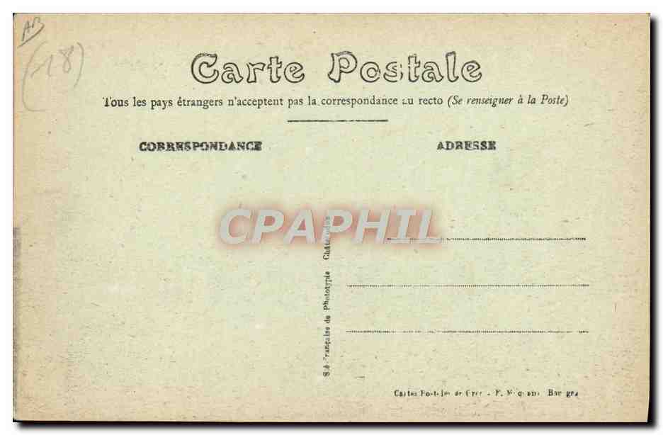 CPA Avion Aviation Avord Centre militaire d'aviation Atterrissage d'un biplan Nieuport  — Verso