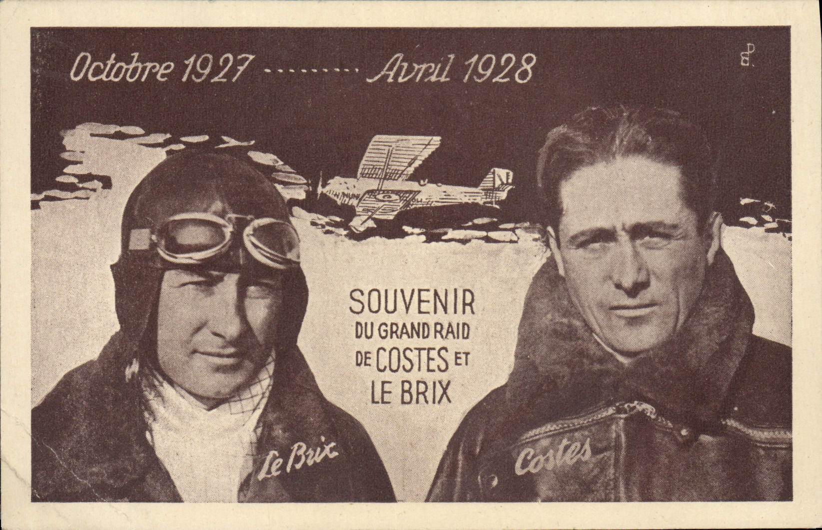 CPA Avion Aviation Octobre 1927 Avril 1928 Grand Raid Coste Les Brix 