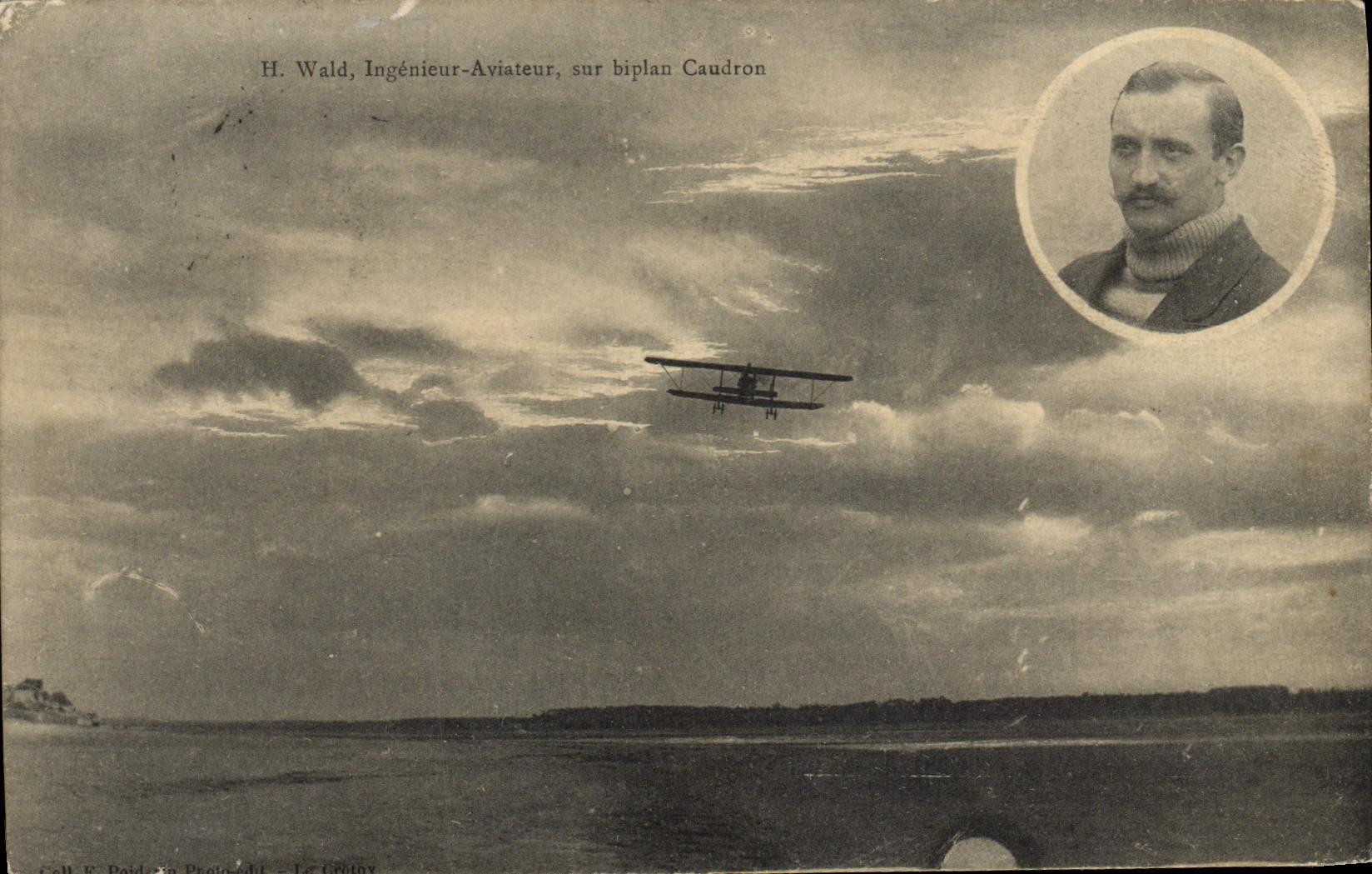 CPA Avion Aviation Ingenieur Aviateur sur biplan Caudron 