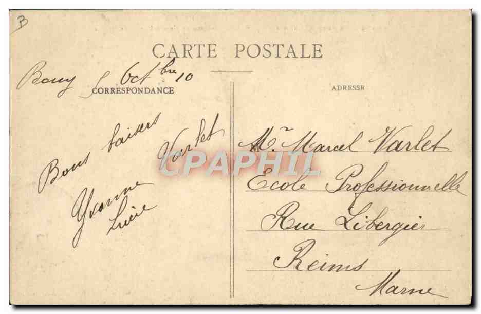 CPA Avion Aviation Aerodrome du camp de Chalons Biplan Henry Farman en plein vol Moteur Gnome  — Rückseite