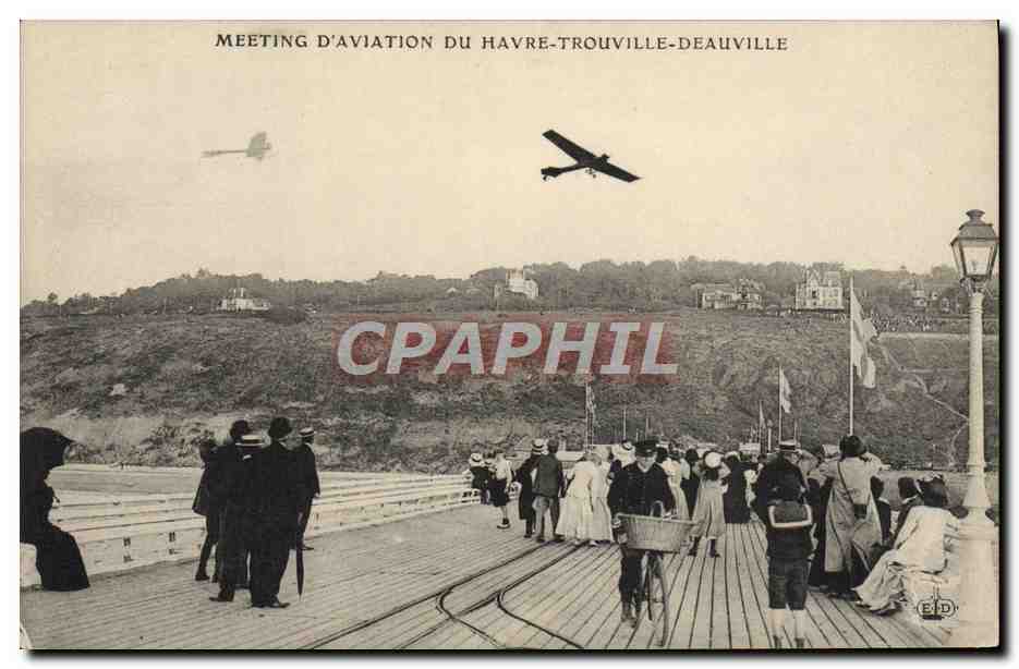 CPA Avion Aviation Meeting d'aviation du Havre Trouville Deauville 