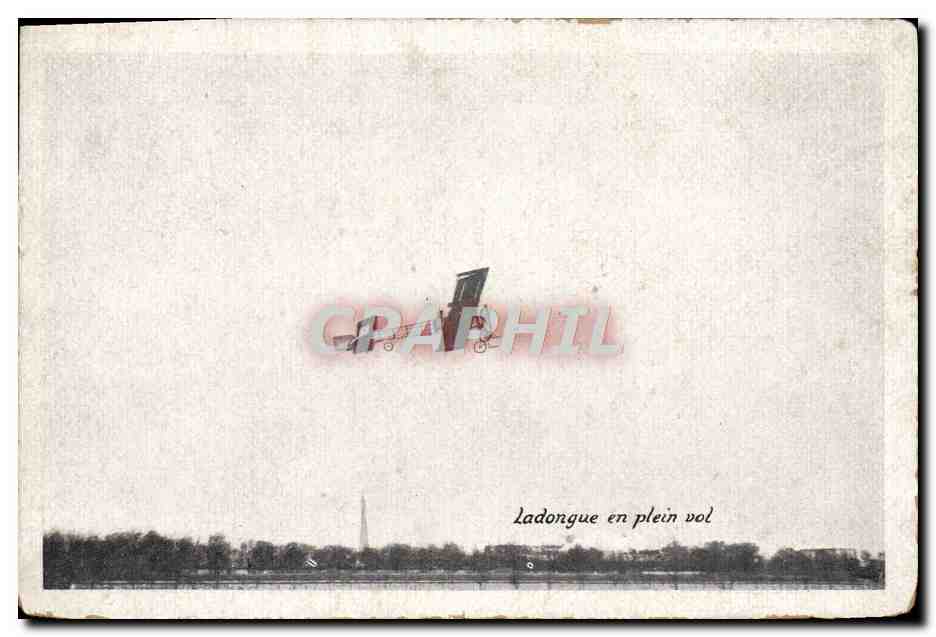CPA Avion Aviation Ladongue en plein vol 