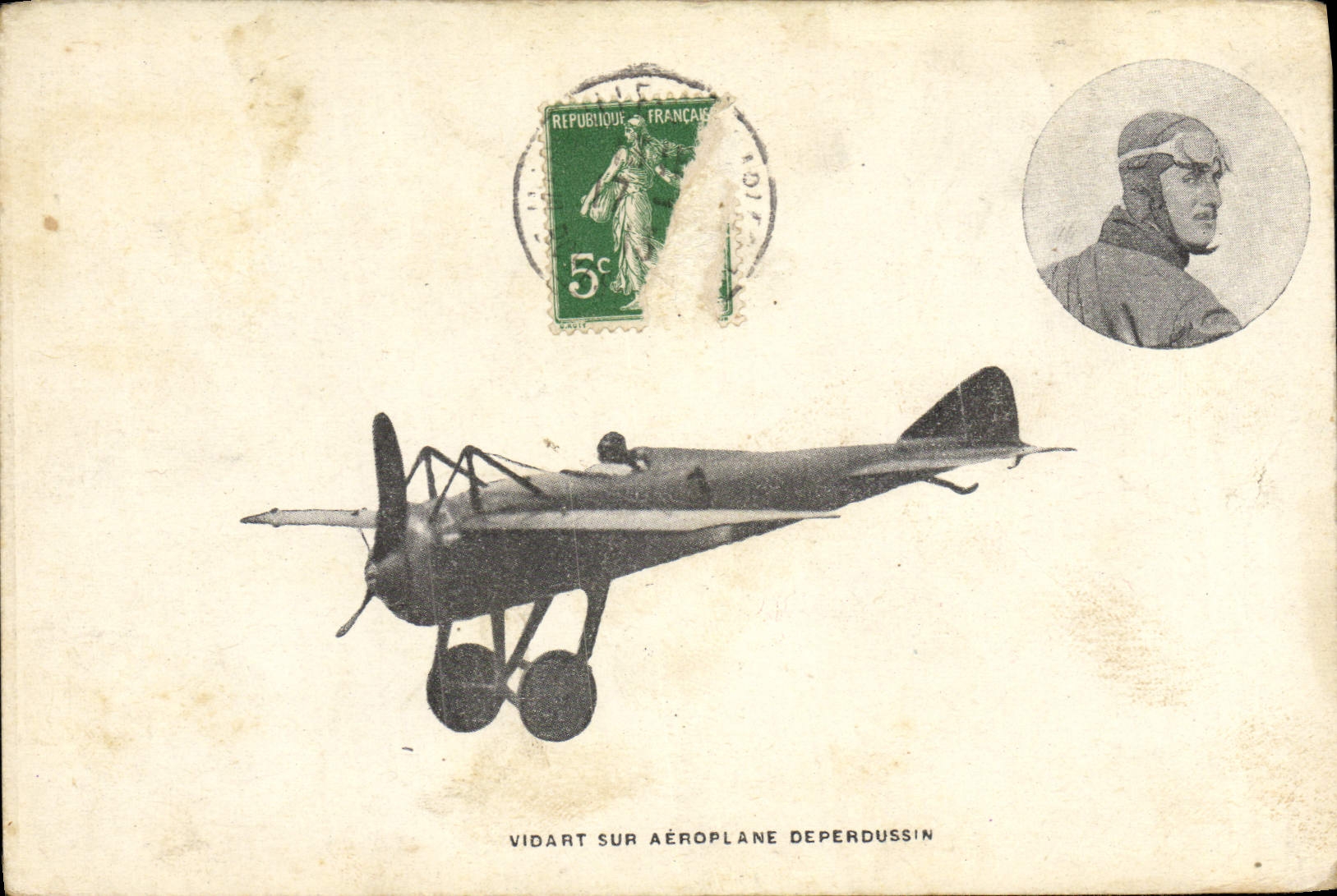 CPA Avion Aviation Vidart sur aeroplane Deperdussin 