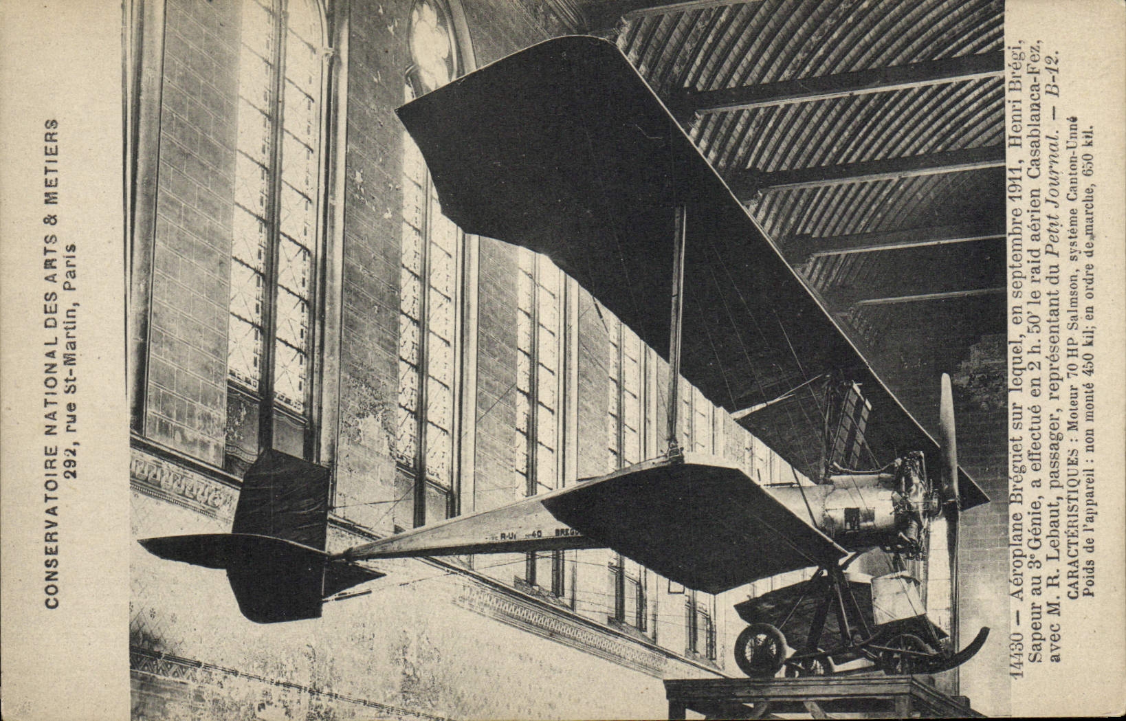 CPA Avion Aviation Conservatoire Nationale des Arts et Metiers Rue St Martin Aeroplane Breguet 
