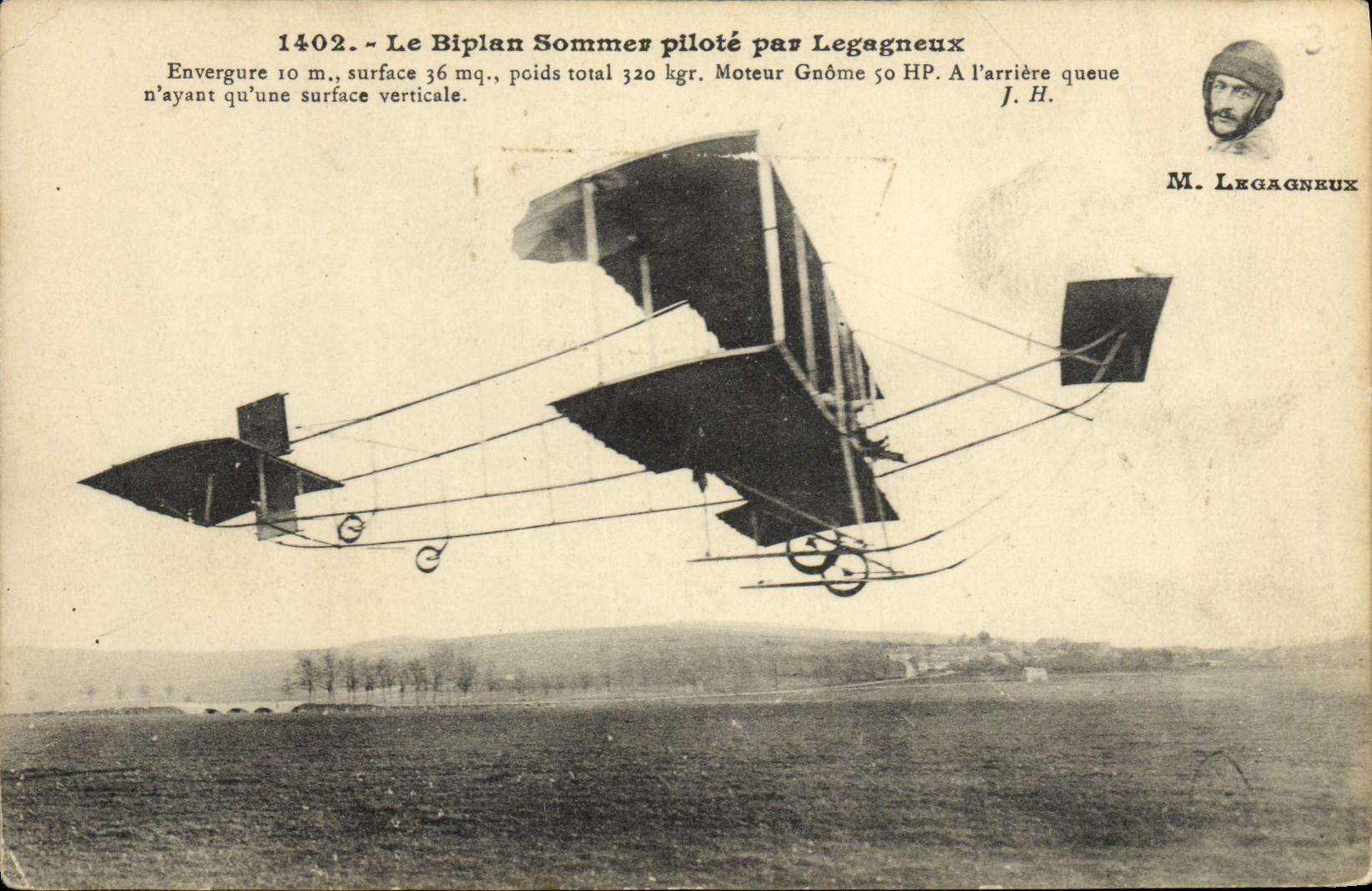 CPA Avion Aviation Biplan Sommer pilote par legagneux 