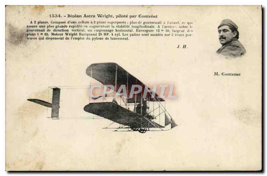CPA Avion Aviation Biplan Astra Wright pilote par Contenet