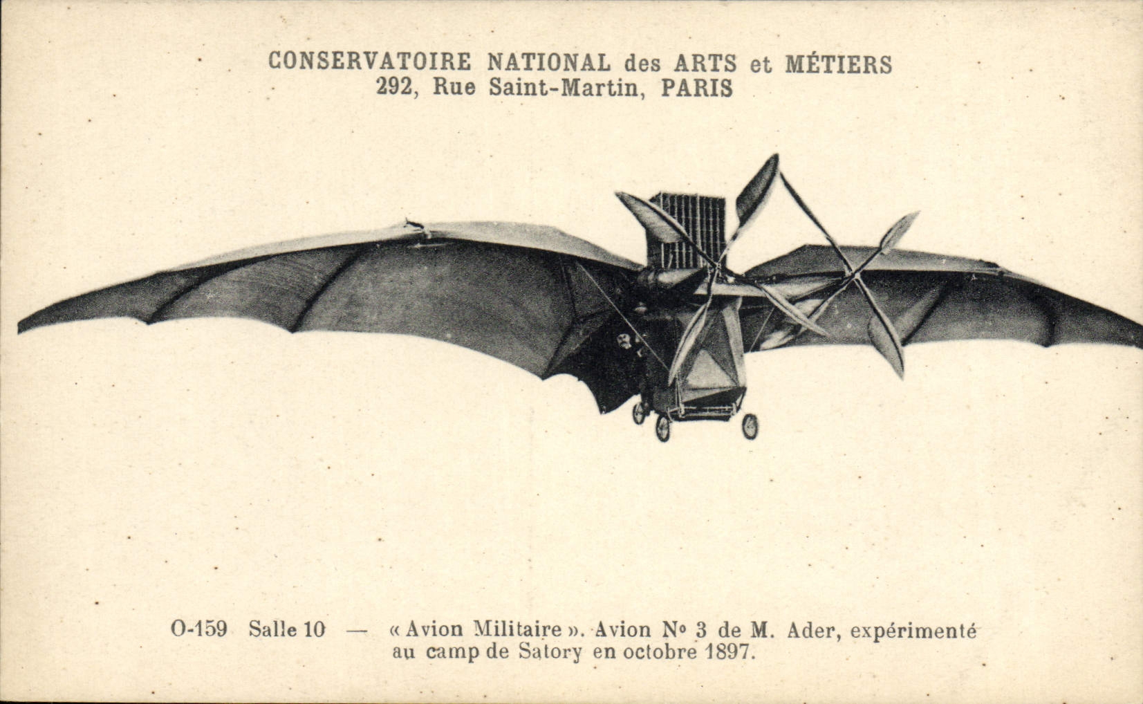 CPA Avion Aviation Conservatoire National des Arts et Metiers Avion militaire Ader Camp de Satory 