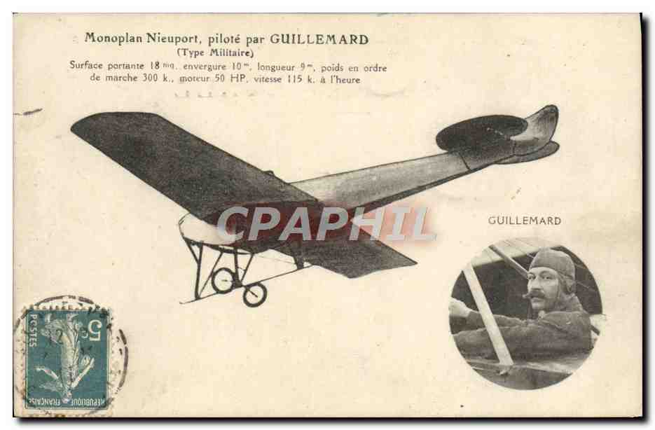 CPA Avion Aviation Monoplan Nieuport pilote par Guillemard 