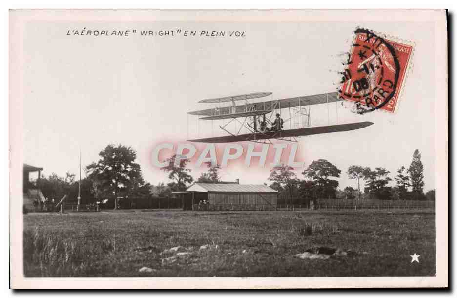 CPA Avion Aviation Aeroplane Wright en plein vol