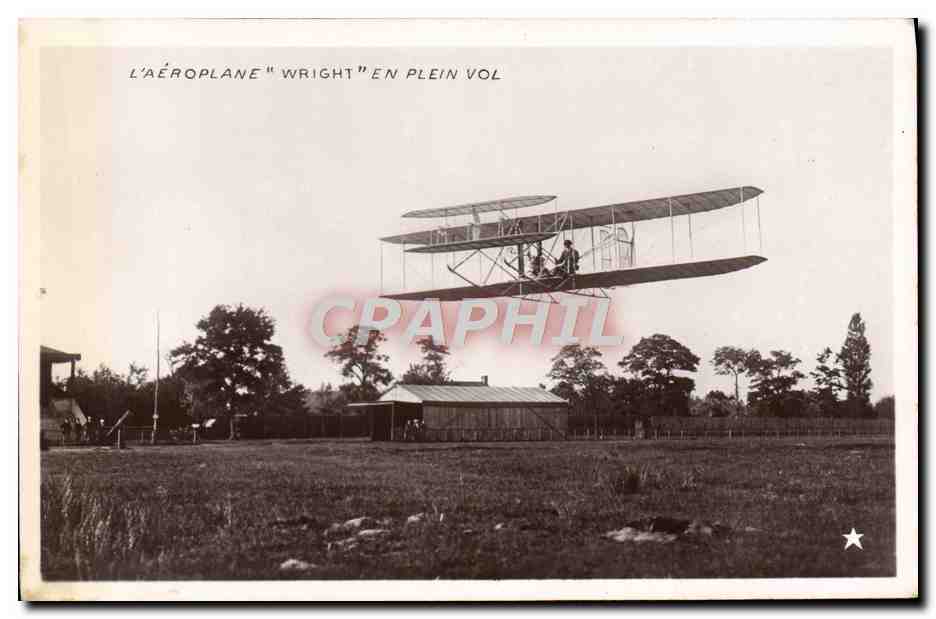 CPA Avion Aviation Aeroplane Wright en plein vol