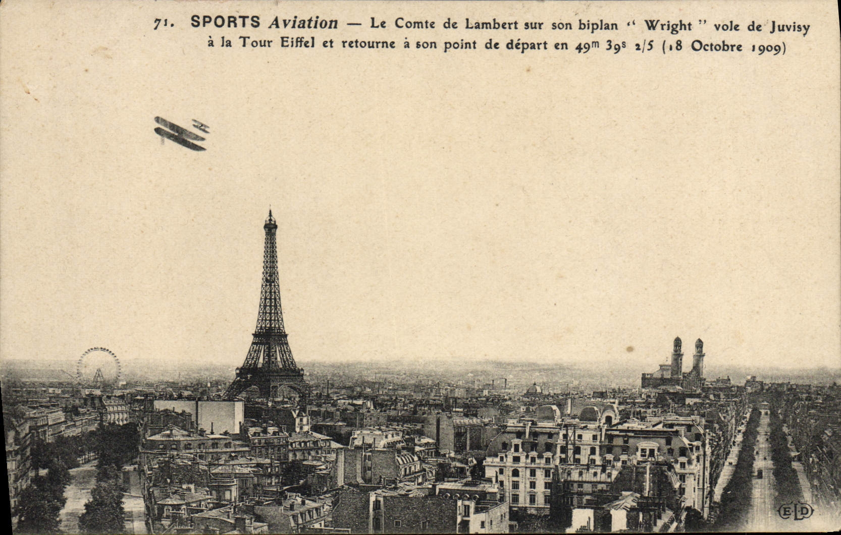 Paris — Vol d'aviation du Comte de Lambert — Éditeur EID, n°71