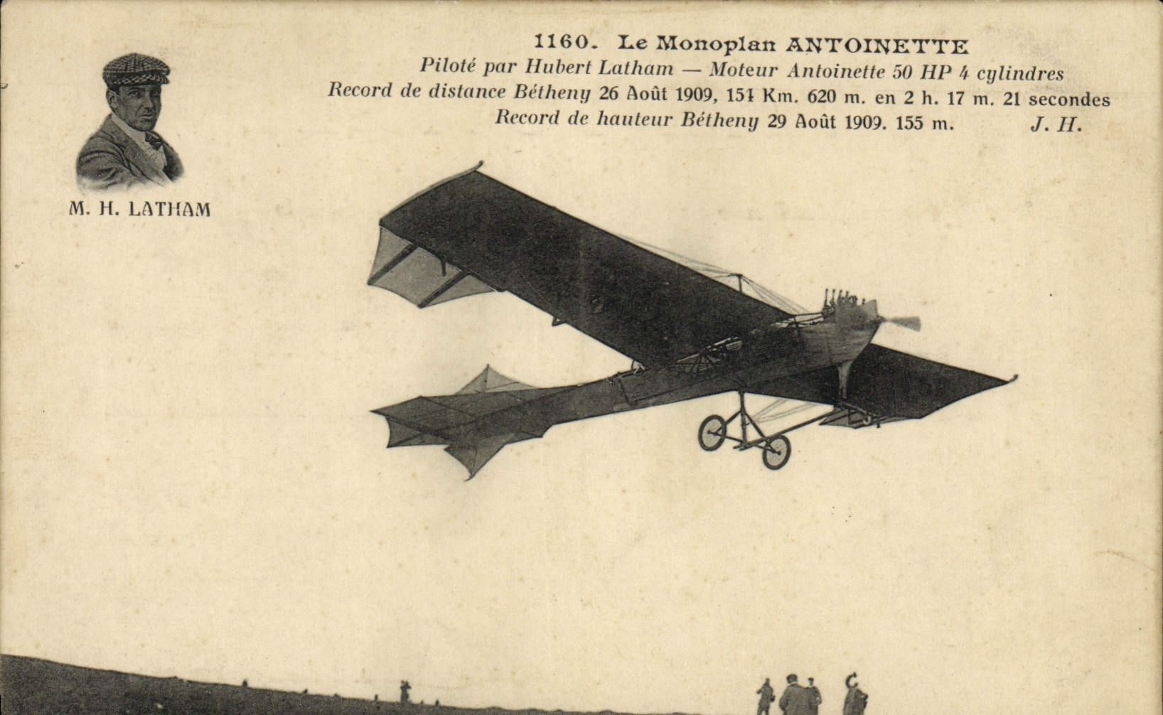 CPA Avion Aviation le monoplan Antoinette pilote par Hubert Latham Moteur Antoinette