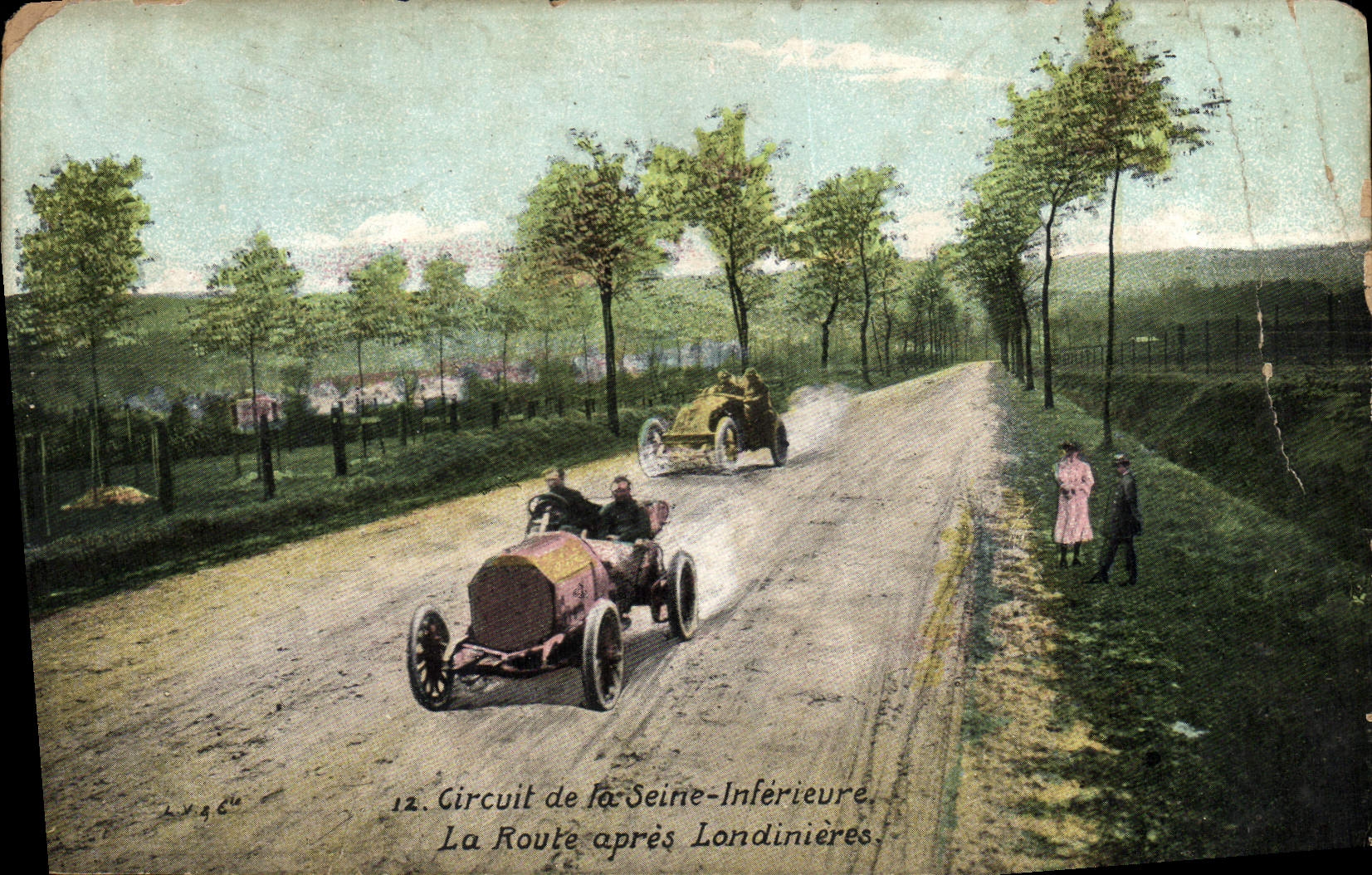 CPA Automobile Circuit de la Seine Inferieure la route apres Londinieres 