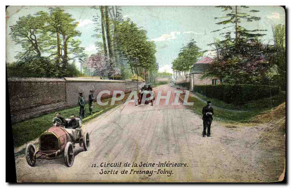 CPA Automobile Circuit de la Seine Inferieure Sortie de Fresnay Folny 