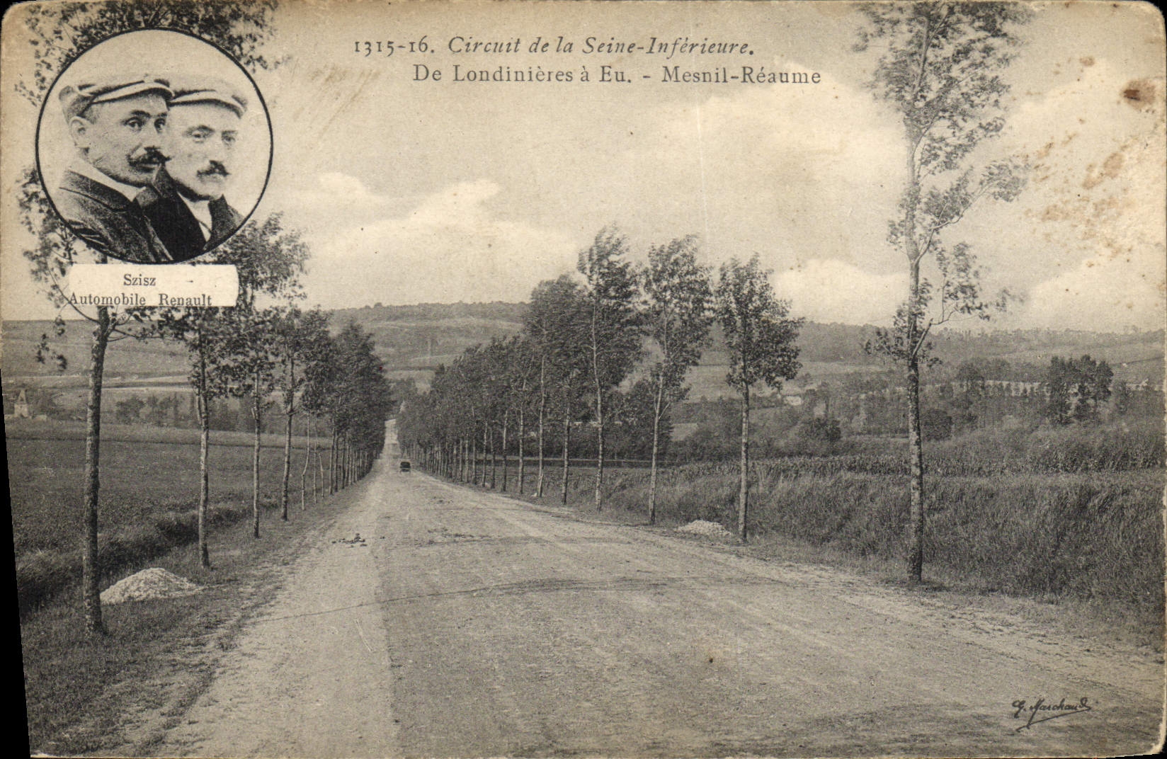 CPA Automobile Circuit de la Seine Inferieure De Londinieres a Eu Mesnil Resume Szisz Automobile Renault 