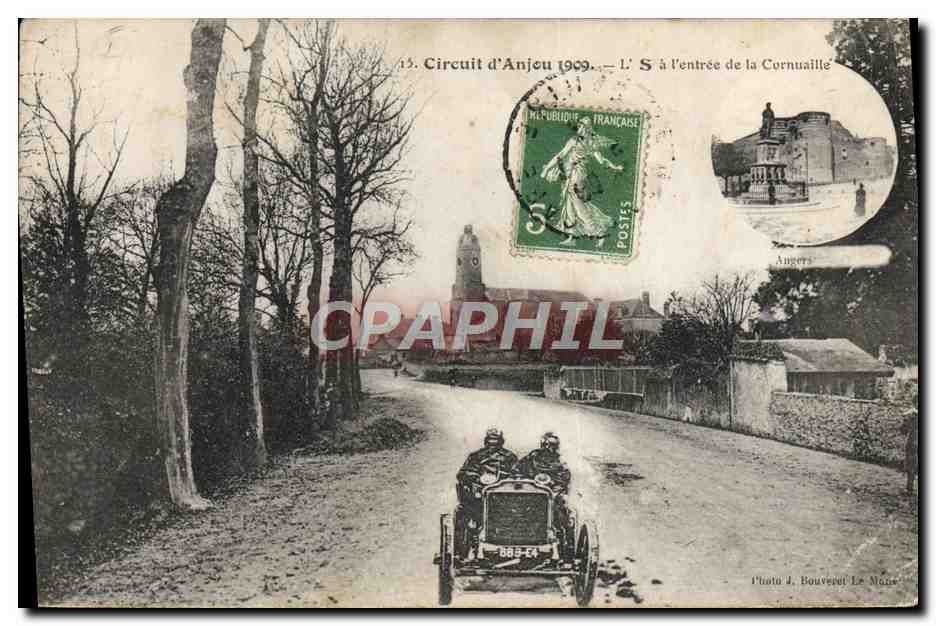 CPA Automobile Circuit d'Anjou L'S a l'entree de la Cornouaille 