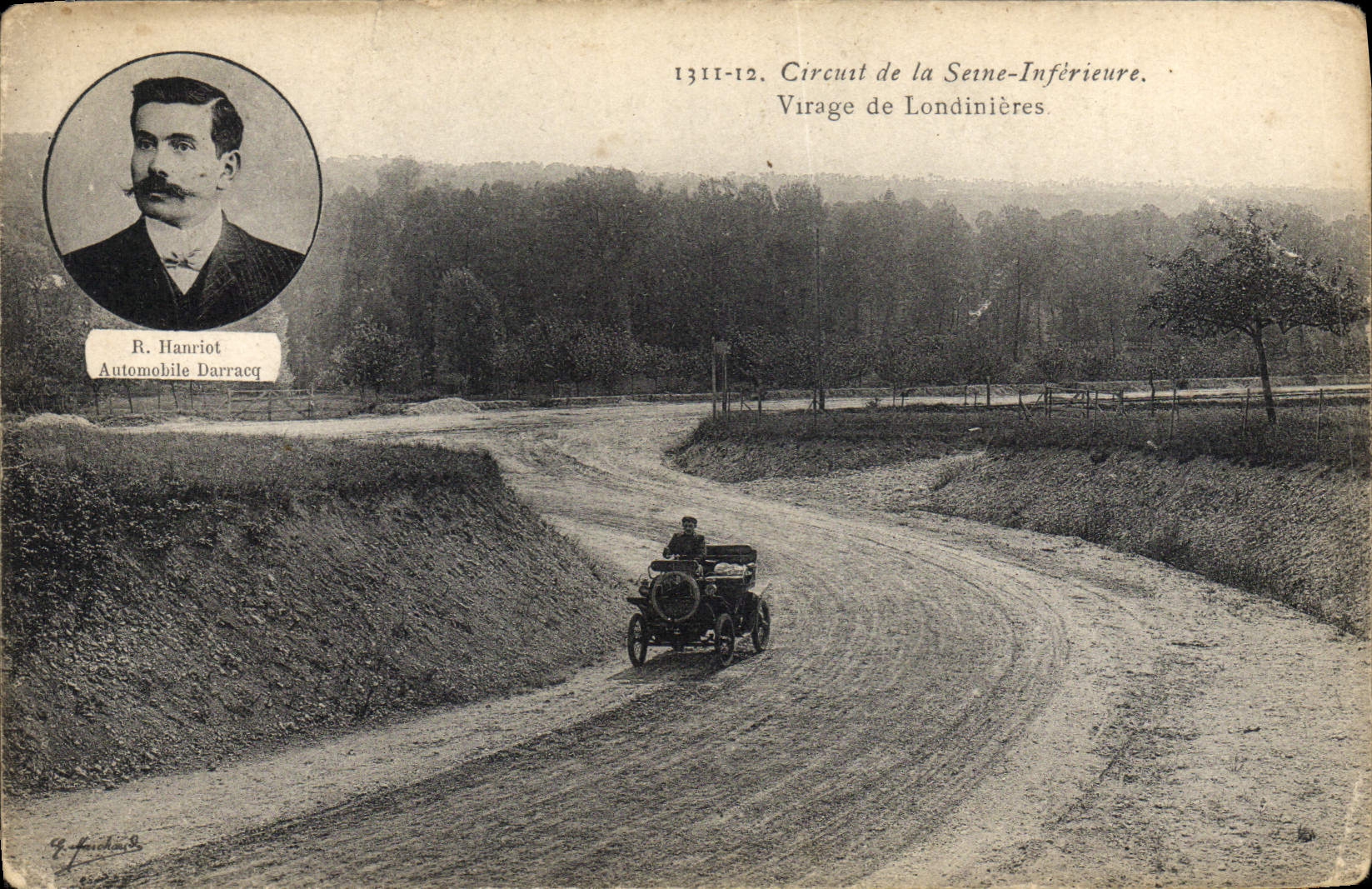 CPA Automobile Circuit de la Seine Inferieure Virage de Londinieres Hanriot Automobile Darracq 