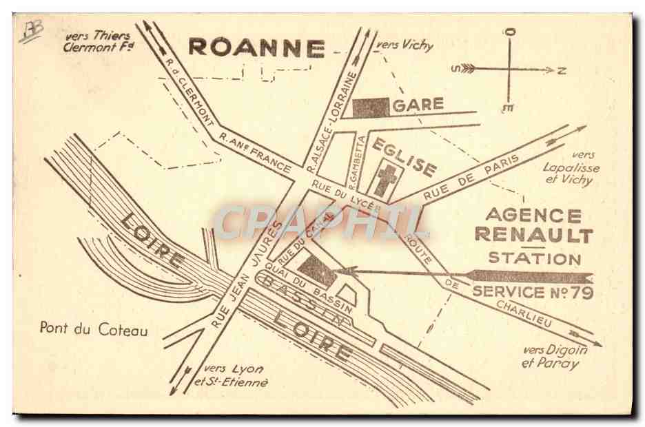 CPA Automobile Roanne Agence Renault  — Verso