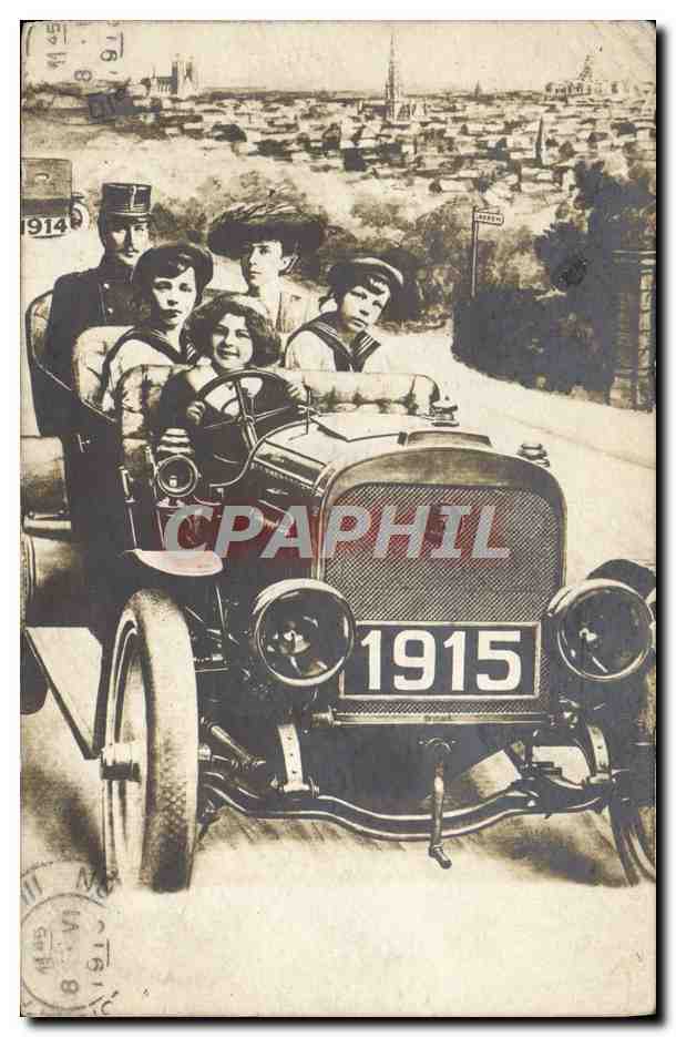 CPA Automobile Enfants Militaria 