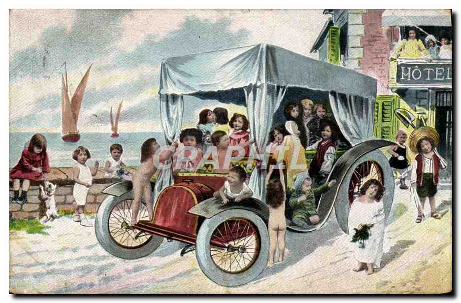 CPA Automobile Enfants Bebes 