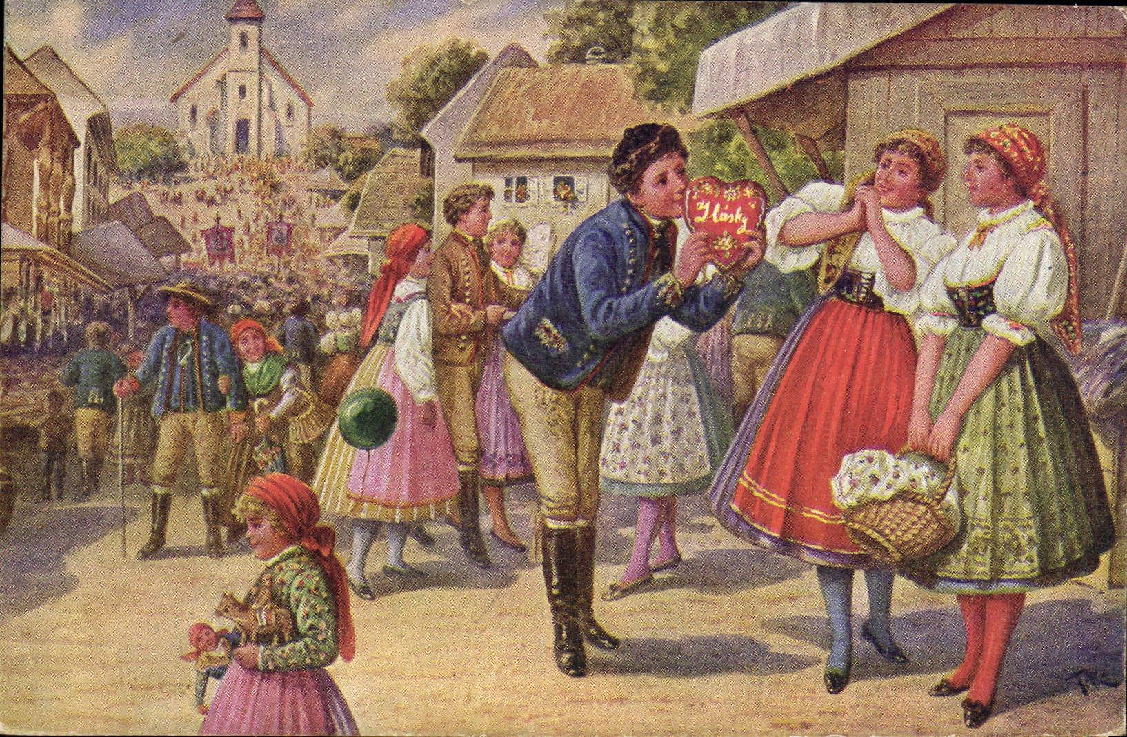 CPA Illustrateur Narodni zvyky O pouti Folklore