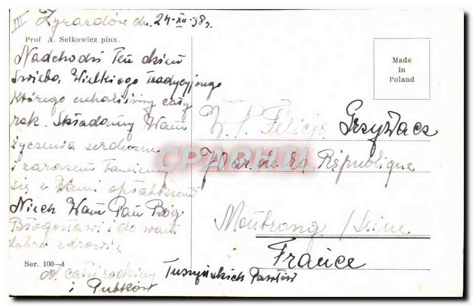 CPA Illustrateur prof Setkowicz Ange  — Rückseite