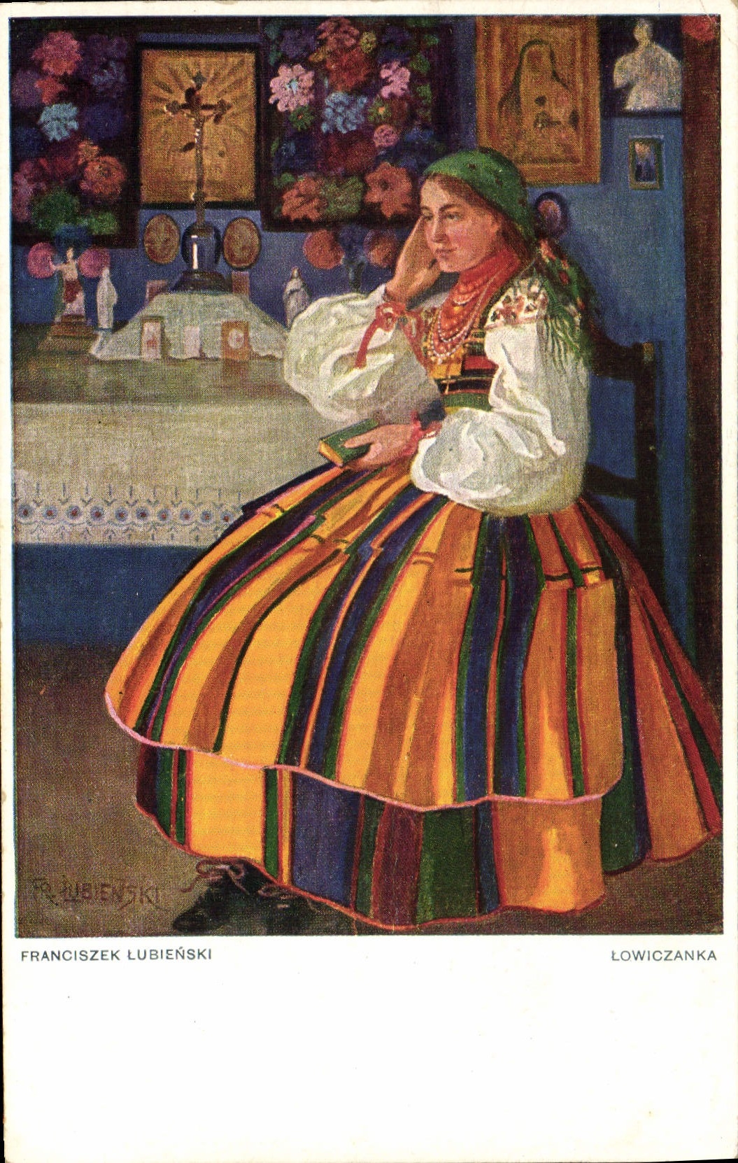 CPA Illustrateur Franciszek Lubienski Lowiczanka Folklore