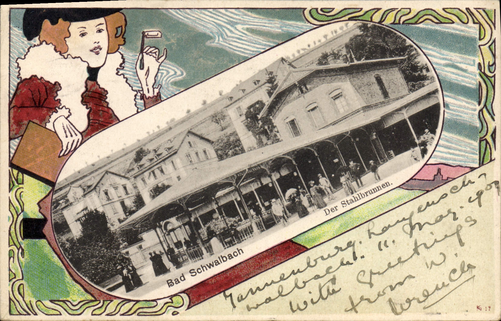CPA Illustrateur Bad Schwalbach Der Stahkbrunnen 