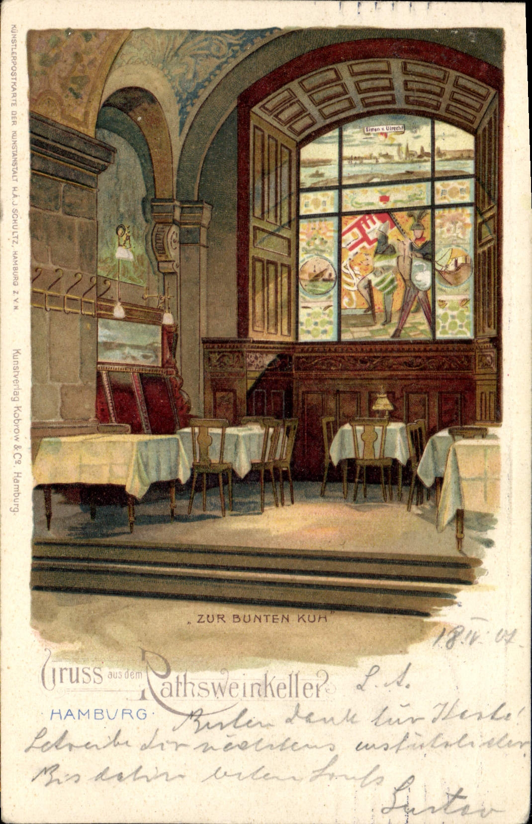 CPA Illustrateur Gruss aus Rathsweinkeller Zur Bunten Kur 