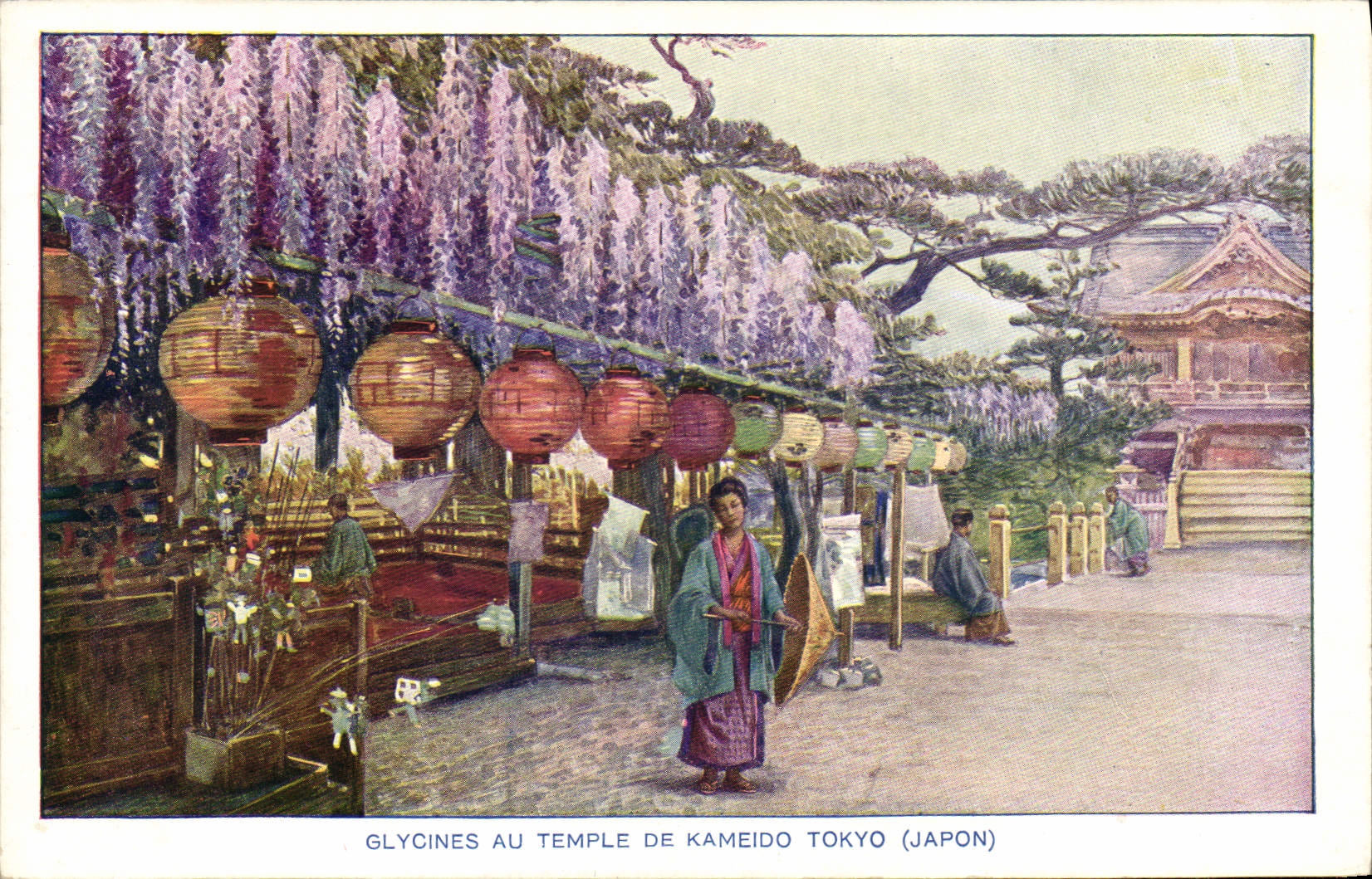 CPA Japon Nippon Glycines au temple de Kameido Tokyo Femmes