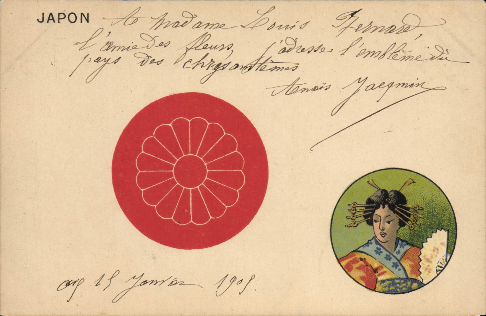 Japan — Emblem des Landes der Chrysanthemen — Magasin Général Marseille