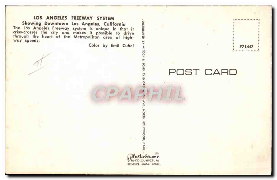 CPM Avion Aviation Los Angeles Freeway system Los Angeles California  — Rückseite