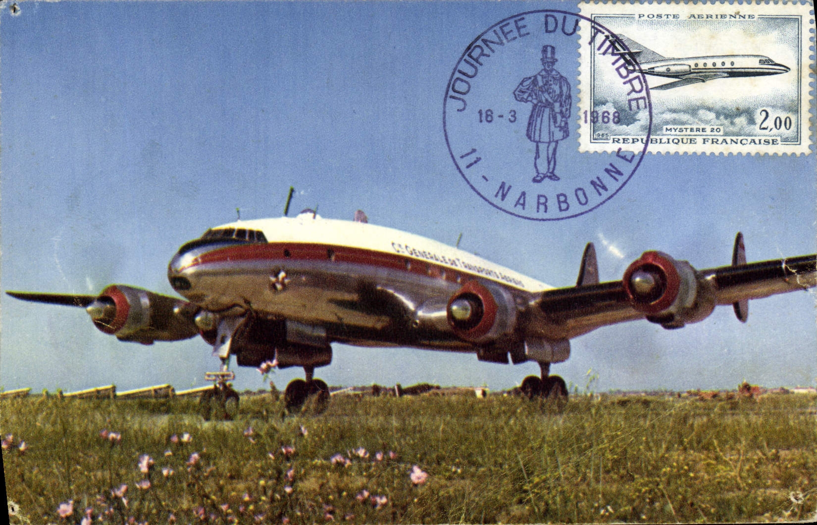 CPM Avion Aviation Quadrimoteur Lockheed Constellation Cie Air Algerie 